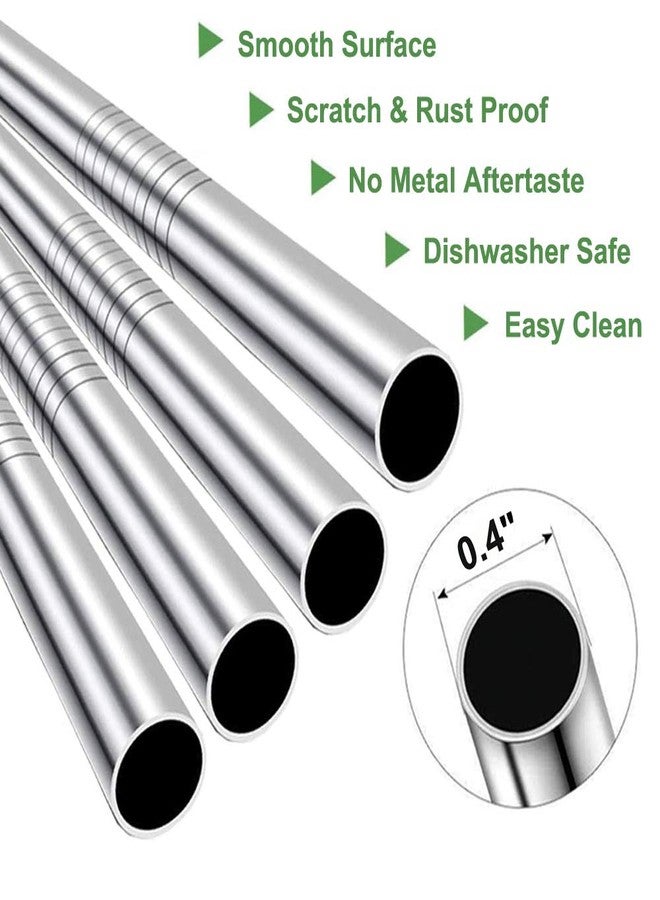 Vinaco Stainless Steel Smoothie Straws, 0.4'' Extra Wide Reusable Metal Drinking Straws for Milkshake, Smoothie, Beverage, Set of 4 with 1 Cleaning Brush - Image 3